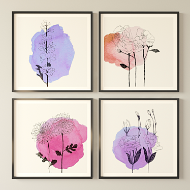 Botanical Bliss: Set of 3 Plant Paintings 3D model image 1 