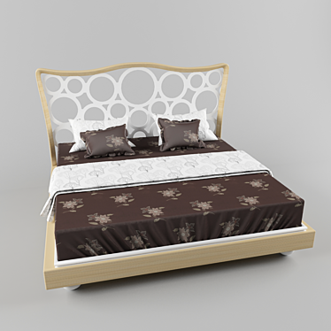 Sleek Oak Finish Möbel Venus Bed 3D model image 1 