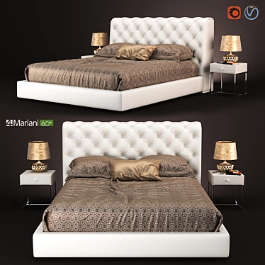 Elegant TUDOR Collection: Bed & Night Table 3D model image 1 