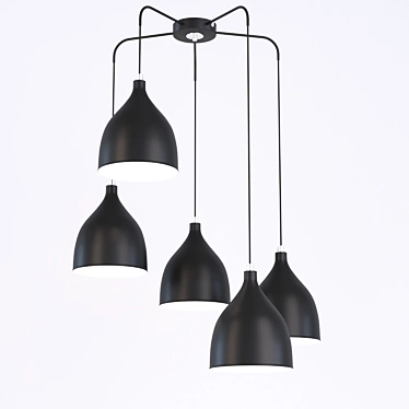 Elegant Black Suspension Chandelier 3D model image 1 