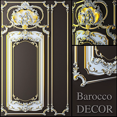 Baroque Wall Decor | Classic 3D Max Model & CNC-Ready File 3D model image 1 