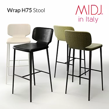 Sleek Wrap H75 Stool: Italian Design Excellence 3D model image 1 