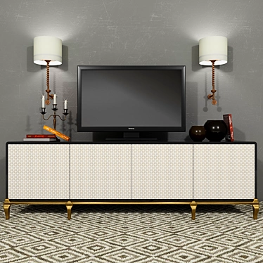 Multi-functional Chest with TV, Sconce & Vase 3D model image 1 