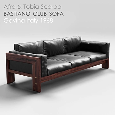 Vintage Italian Rosewood Bastiano Sofa 3D model image 1 