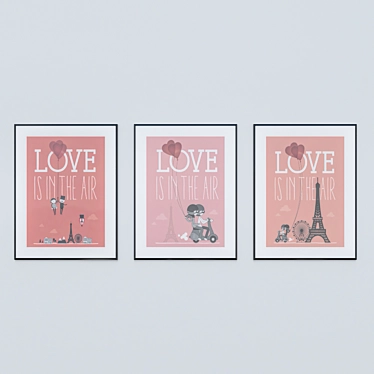 Lovely Trio: Set of Love Posters 3D model image 1 