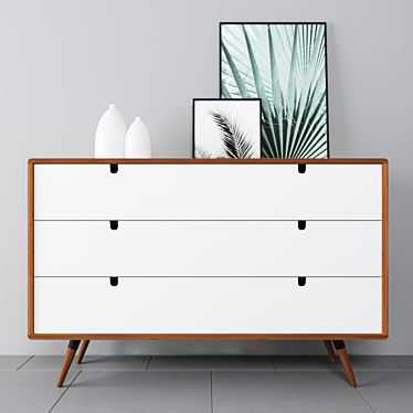 
Walnut-White 3-Drawer Dresser by Habitables 3D model image 1 