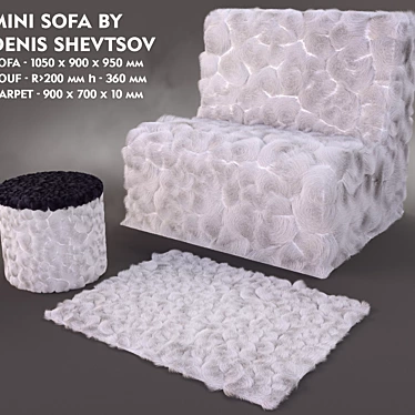 Fuzzy Mini Sofa: Hair and Fur 3D model image 1 
