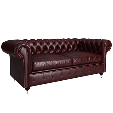 Modular Leather Chesterfield Sofa 3D model image 1 