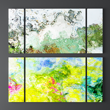 Vibrant Abstract Paintings Set 3D model image 1 