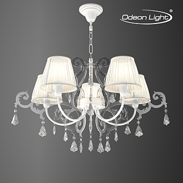 Gronta Odeon Chandelier, Elegant White Crystal Lighting 3D model image 1 