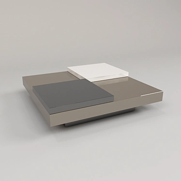 Modern Square Cocktail Table with Sliding and Rotating Trays 3D model image 1 