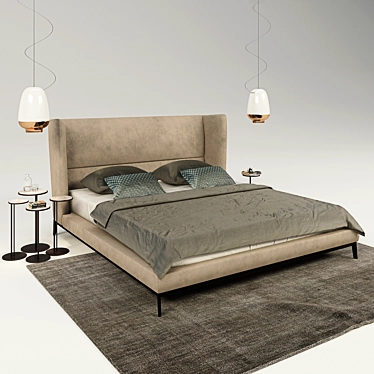 Luxury Ludovic Bed Set - Italian Craftsmanship 3D model image 1 