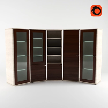 Contemporary Office Cabinet Set 3D model image 1 