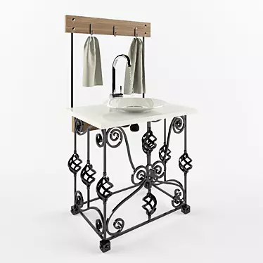 Elegant Wrought Iron Washstand 3D model image 1 