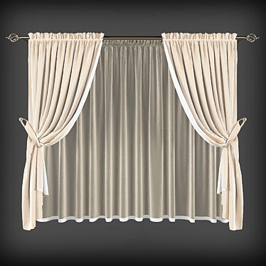 Kitchen Short Curtains 3D model image 1 