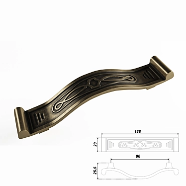 Antique Brass Bracket Handle 3D model image 1 