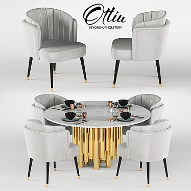 Anita Velvet Dining Chair: Mid-Century Elegance 3D model image 1 