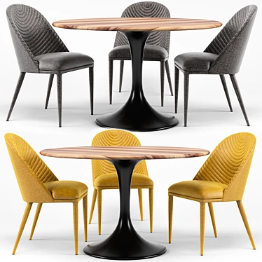 Title: Amarelo Chair & Thor Dining Table Set 3D model image 1 