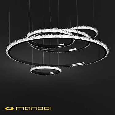 Elegant Halo Crystal Chandeliers 3D model image 1 