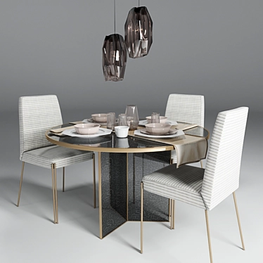 Elegance Defined: Kelly Wearstler Dining Set 3D model image 1 