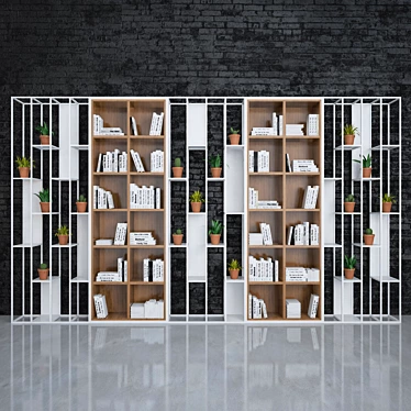 Minimalist White Bookshelf 3D model image 1 