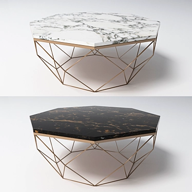 Elegant Marble Coffee Table Set 3D model image 1 