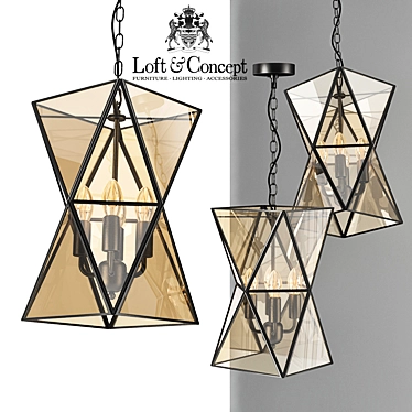 PolyPyramid Glass Chandelier 3D model image 1 