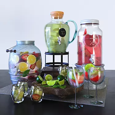 3-in-1 Glass Dispenser Set 3D model image 1 