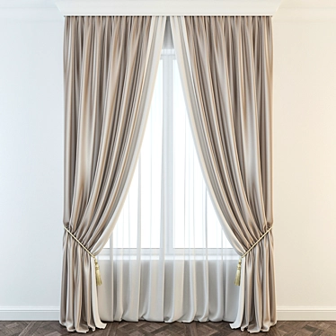 Elegant Drapery Curtain 3D model image 1 