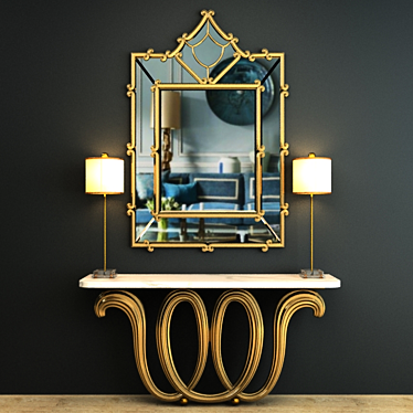 Elegant Florence Console Mirror Set 3D model image 1 