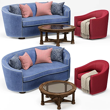 Title: Anthony Baratta Isla Sofa & Rocco Swivel Chair Set 3D model image 1 