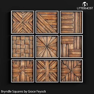 Rustic Wooden Squares: A Distinctive Collage 3D model image 1 