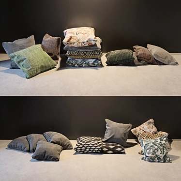 Luxury Stacked Pillow Collection 3D model image 1 