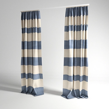 Striking Striped Curtain 3D model image 1 