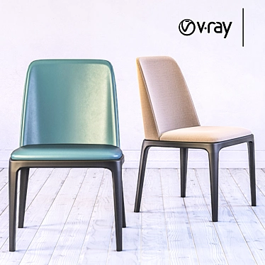 Elegant Dual Material Chair 3D model image 1 