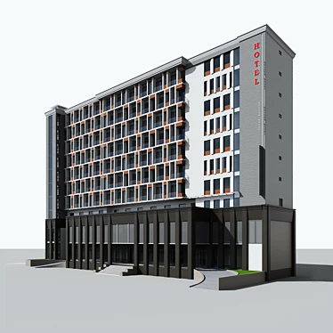 High-rise Hotel Building 3D model image 1 