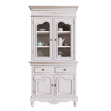 Provence Style White Kitchen Cupboard 3D model image 1 