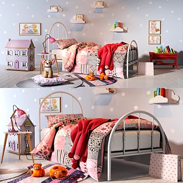Whimsical Dreams Girl Bedroom Set 3D model image 1 
