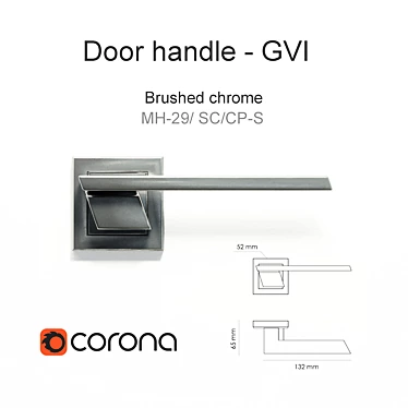 GVI Door Handle: Sleek and Durable 3D model image 1 