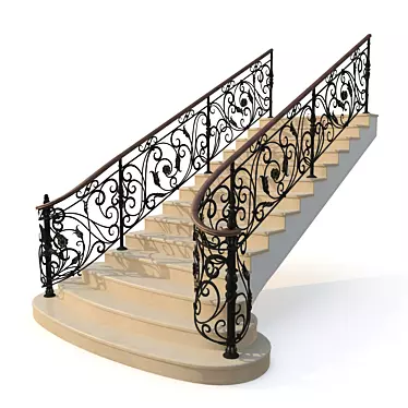 Elegant Wrought Iron Railing 3D model image 1 