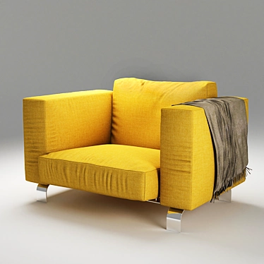 Yellow Fabric: Seat Height 35cm 3D model image 1 