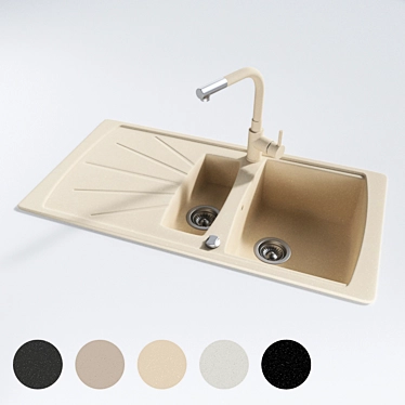 Granite Kitchen Sink: 5 Textures 3D model image 1 