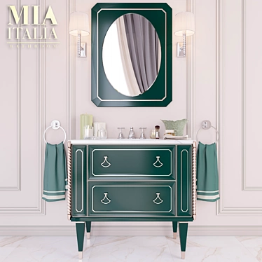 Elegant Mia Italia Washbasin Set 3D model image 1 