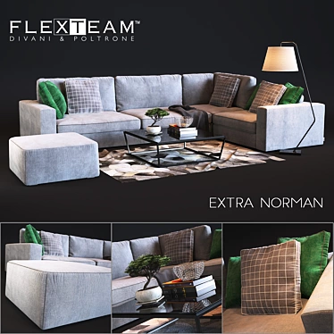Flexteam Extra - Norman: Classic-Modern Sofa 3D model image 1 