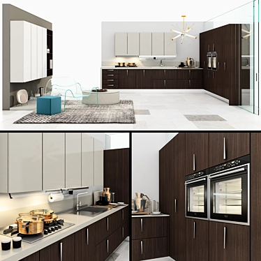 Stylish Kitchen Set 3D model image 1 