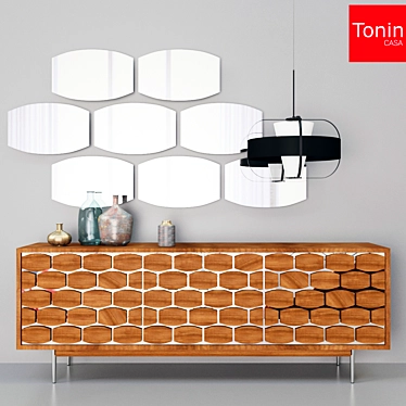 Elegant Honey Sideboard: Stylish Storage for Your Home 3D model image 1 
