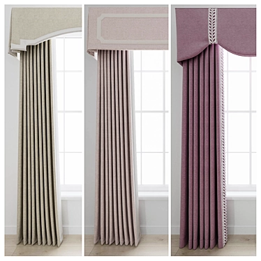 Elegant Lambrequin Curtain Set 3D model image 1 