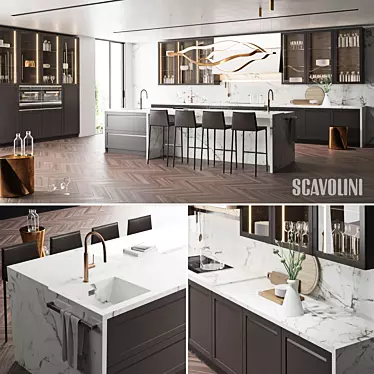 Scavolini Carattere Kitchen: Elegant, Modern, and Functional 3D model image 1 