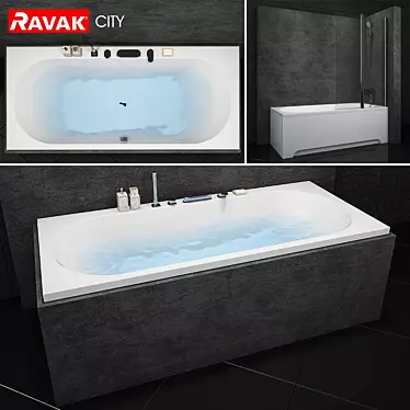 Ravak City Bathtub with 4 Included Curtains 3D model image 1 