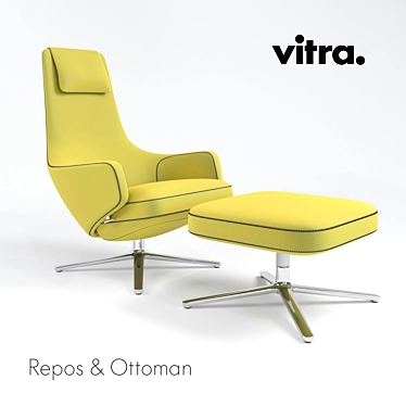 Elegant Vitra Repos with Ottoman 3D model image 1 